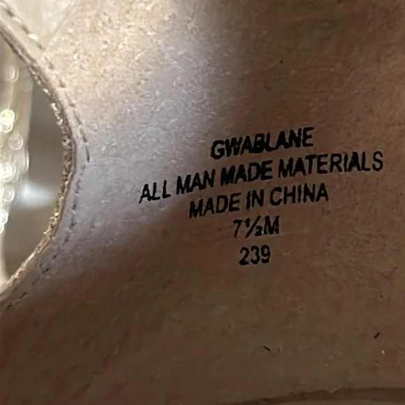 Guess Women’s Gold Glitter Strappy 4 1/2” Stiletto Formal Heels Prom Ready - Picture 7 of 13